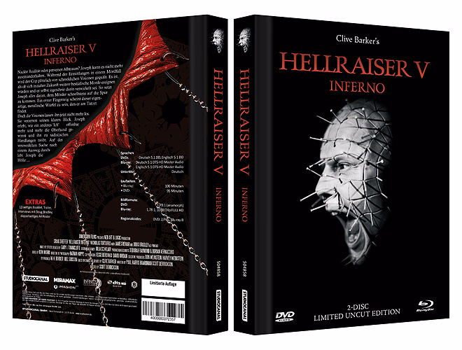 Hellraiser V – Inferno · Infinity Pictures / BMV Medien (Vertrieb); Fachmeldungen nennen auch StudioCanal · Black, partieller Spotlack