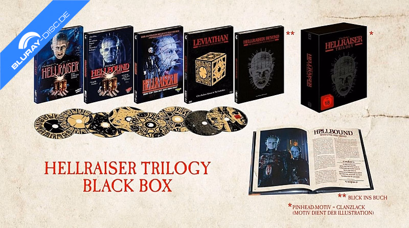 Hellraiser – Trilogie-Kollektionen (Teil 1–3) · Turbine Medien · Schwarze Collector-Box mit eigenständigen Retromediabooks