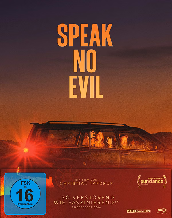 Speak No Evil · PLAION PICTURES · Mediabook – 4K UHD + Blu-ray. Originalmotiv zur genauen genannten Ausgabe recherchieren, keine falsche Schwestercover-Datei übernehmen.
