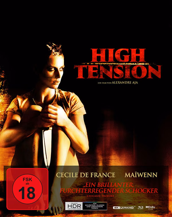 High Tension · PLAION PICTURES · Mediabook B – 4K UHD + 2 Blu-rays. Originalmotiv zur genauen genannten Ausgabe recherchieren, keine falsche Schwestercover-Datei übernehmen.
