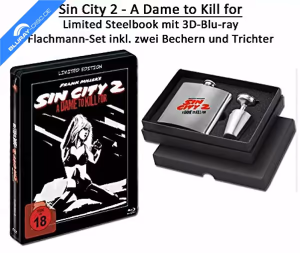 Sin City 2 – A Dame to Kill For · Splendid Film · Sin City 2 – 3D Limited Steelbook Edition mit Flachmann und Trinkbechern – MediaMarkt exklusiv